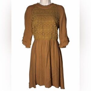 Anthropologie Moon River mustard brown women’s dress in medium